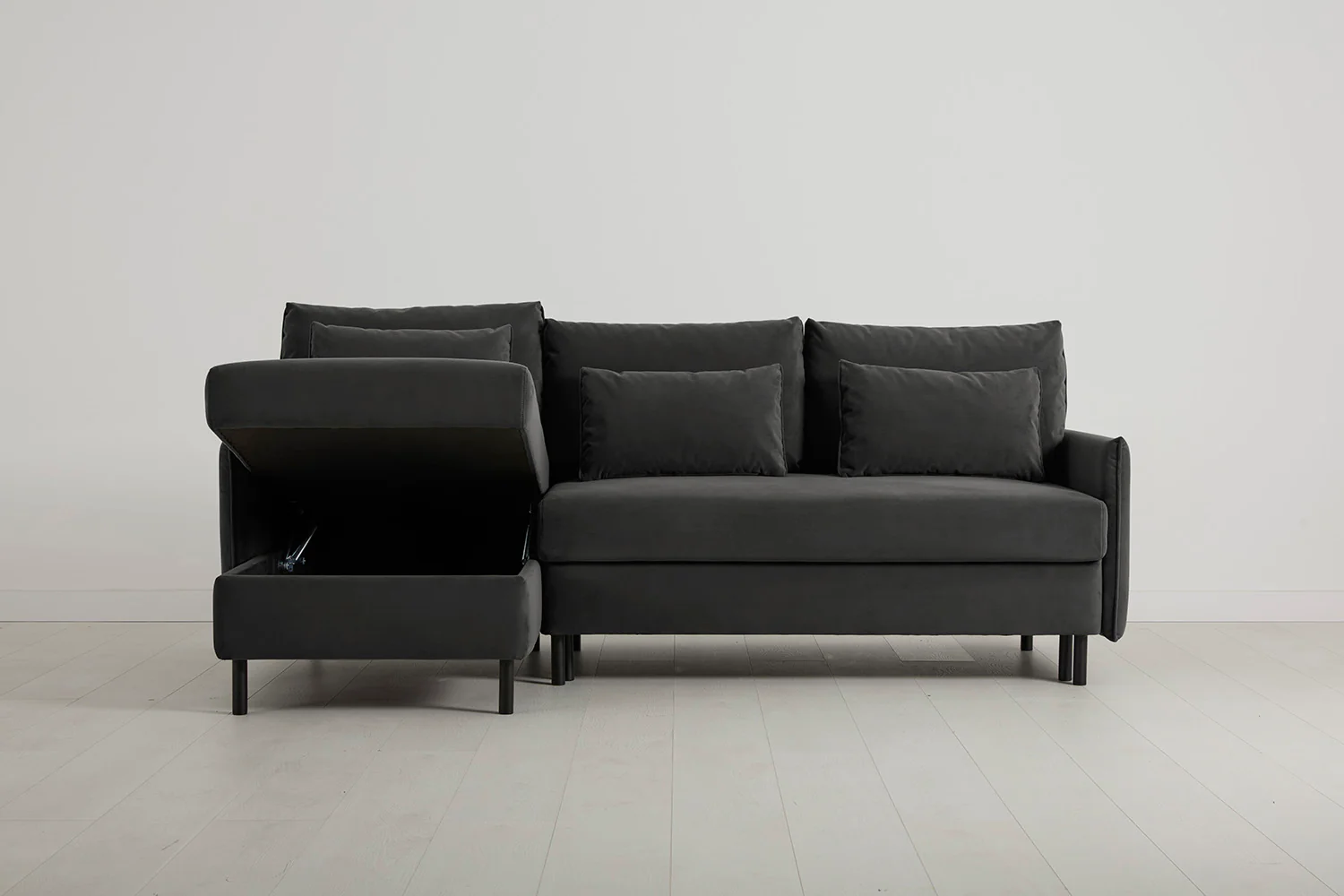 Model 12 Sofa Bed with Storage 3 Seater Left Chaise, Charcoal - Image 3