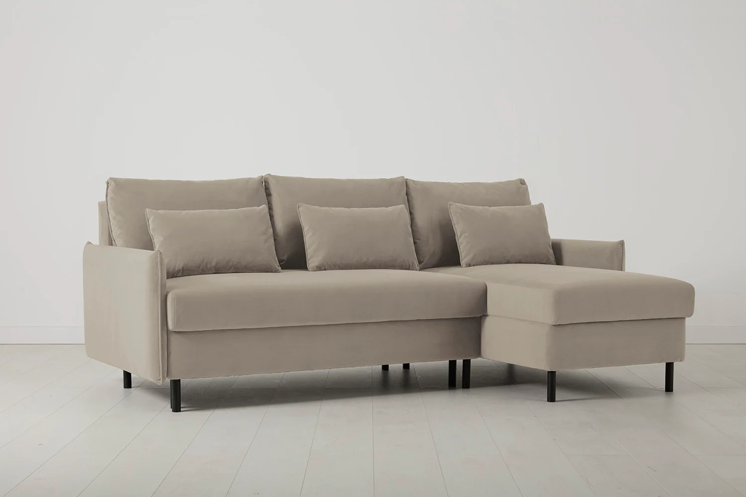 Model 12 Sofa Bed with Storage 3 Seater Right Chaise, Bone - Image 6