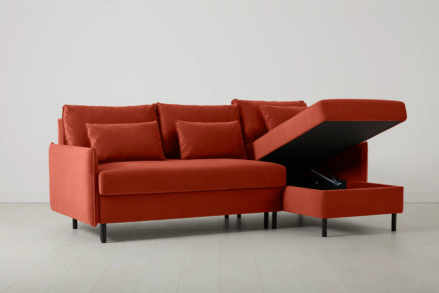 Model 12 Sofa Bed with Storage 3 Seater Right Chaise, Paprika - Image 5